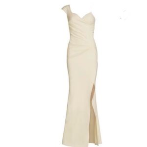 Chiara Boni La Petite Robe Shalom One-Shoulder Front-Slit Wrap Gown 8 NWT